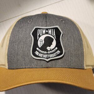 POW MIA Heather Grey/Birch/Amber Gold Mesh Low Profile Snapback Trucker Hat